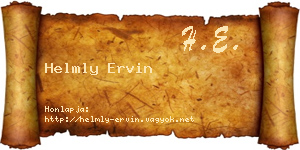Helmly Ervin névjegykártya